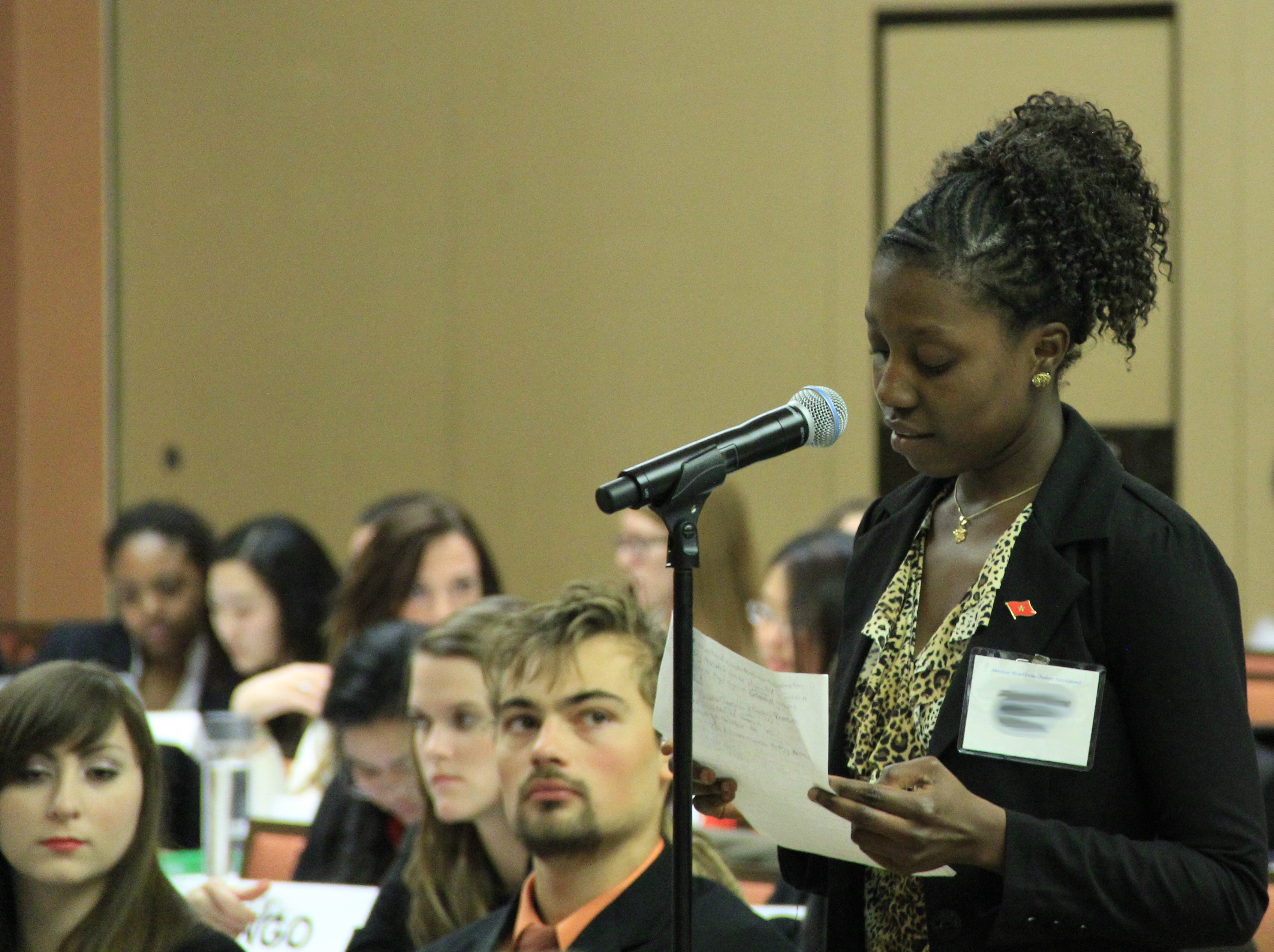 Representative giving a speech