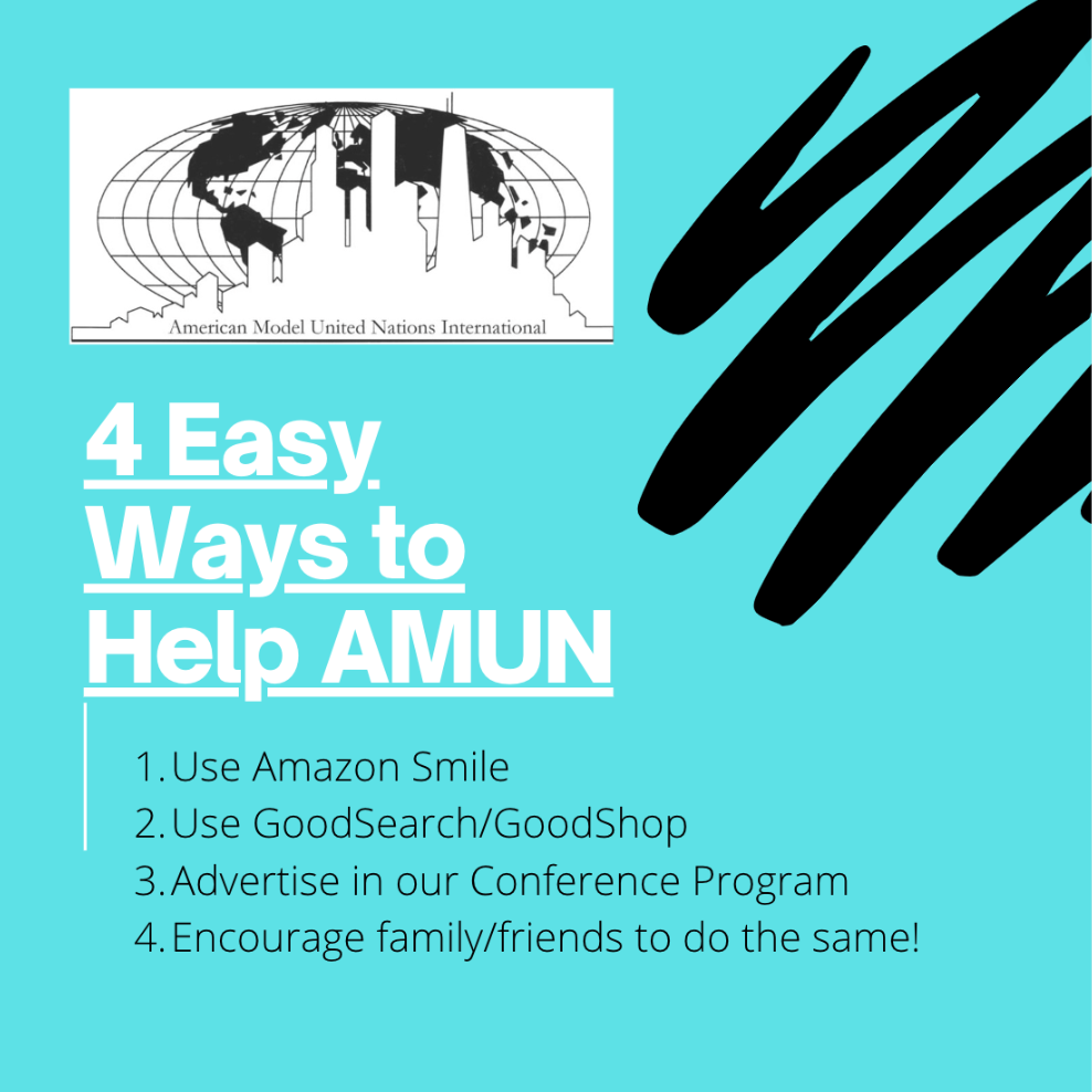 An image that includes 4 Easy Ways to Help AMUN